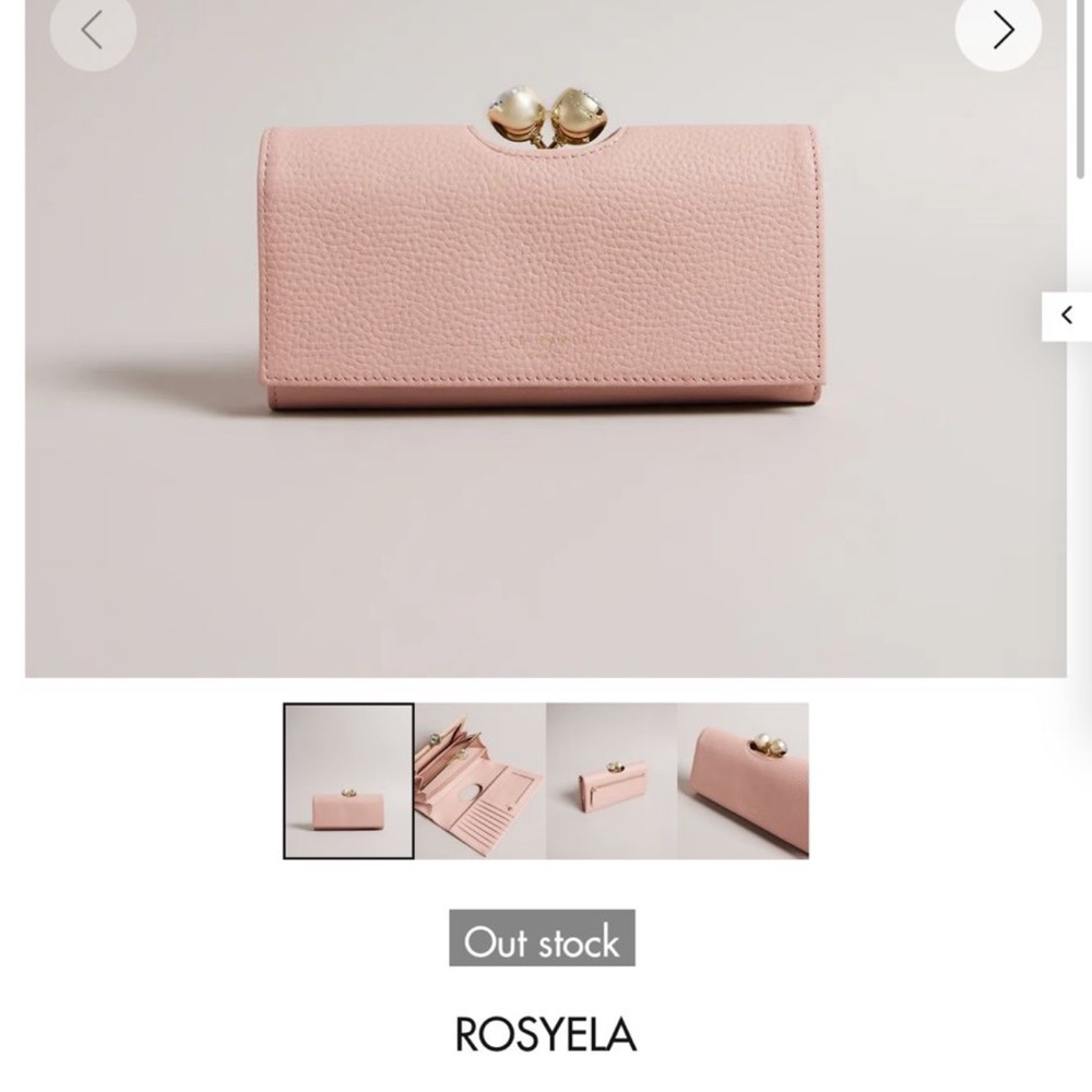 Ted Baker London Pastel Pink Wallet with Textured Finish and Gold Clasp